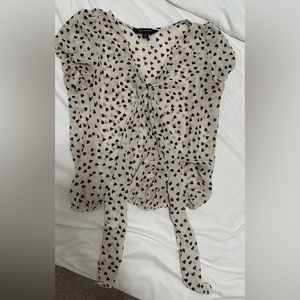 White and black heart blouse